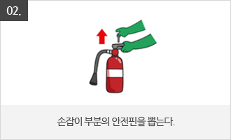 손잡이 부분의 안전핀을 뽑는다.